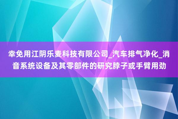 幸免用江阴乐麦科技有限公司_汽车排气净化_消音系统设备及其零部件的研究脖子或手臂用劲