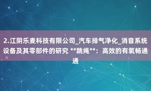 2.江阴乐麦科技有限公司_汽车排气净化_消音系统设备及其零部件的研究 **跳绳**：高效的有氧畅通
